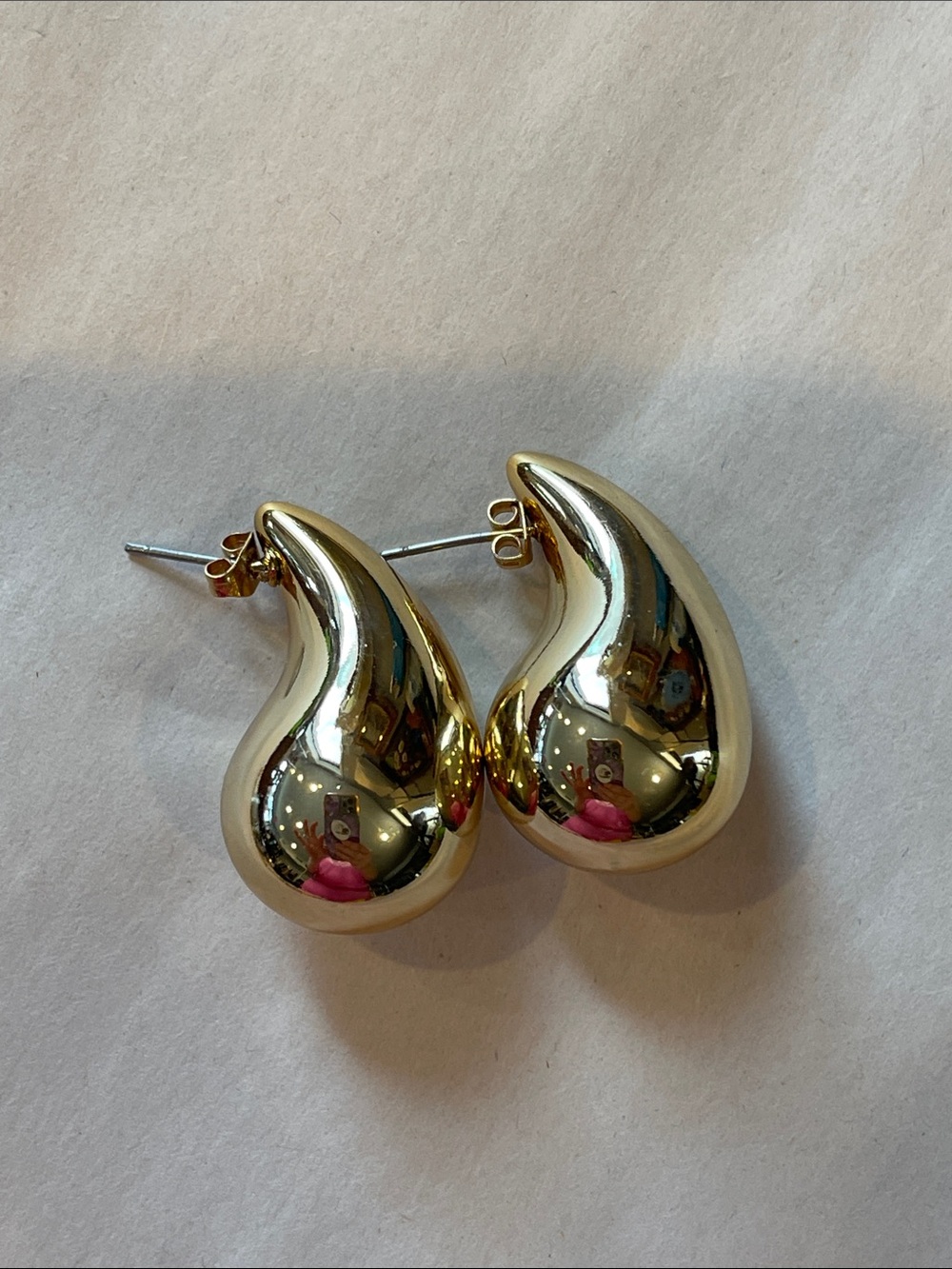 Gold tone Teardrop Sculpted Stud Earrings - Women Jewelry